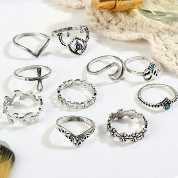 💍Boho Vintage Silver Stackable Rings - Picture 3 of 3